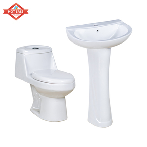 Usine en gros économique complet S-trap monté au sol une pièce salle de bain placard à eau <span class=keywords><strong>WC</strong></span> cuvette ensemble avec lavabo à <span class=keywords><strong>main</strong></span> - Product Image 1