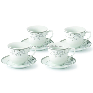 Ensemble de 6 tasses à café expresso en porcelaine dorée, 180ml, style Royal, vaisselle Fine, pour le thé, et soucoupes, avec cuillère - Product Image 2