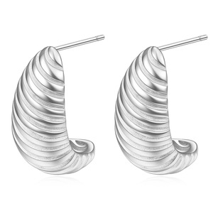 <b>Stud</b> <b>Earrings</b> 13MM 18K Gold Plated Teardrop Shape Oval Design Stainless Steel Ear Post Fashion Jewelry - Product Image 5