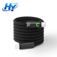 Câble de charge rapide et de transfert de données USB C vers C à double port magnétique en cuivre pur 240W avec lampe LED pour iPhone Samsung Android IOS