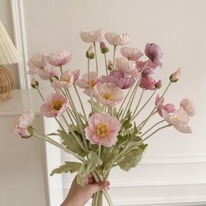 Lianmeng Artificial Poppy <b>Flower</b> 4-Headed <b>Light</b> Purple Plastic Silk High Simulation Wedding Home Decor Prop - Product Image 1