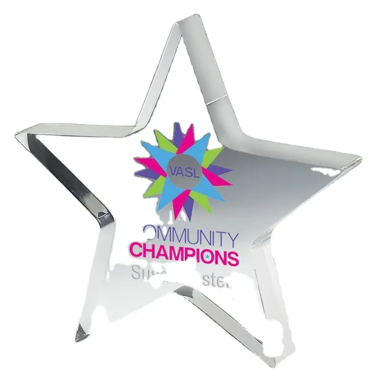 Laser geschnittene Plexiglas-Plaque-Trophäe Transparente Sternform Acryl Award kunden spezifischer Druck