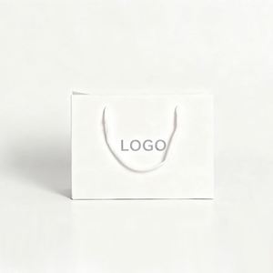Échantillon gratuit, sac en papier blanc personnalisé avec logo, en gros, avec poignée, corde - Product Image 1