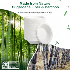 Bols en papier compostables personnalisés de 16 oz, bols jetables biodégradables résistants fabriqués à partir de bagasse, écologiques - Product Image 2