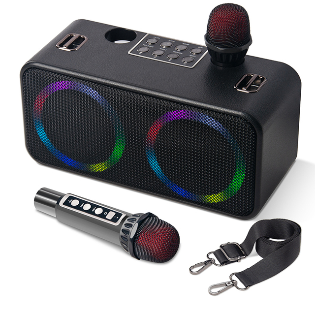 KENUO Portable Party Wireless Hifi Speakers Karaoke Disco Led Lights Karaoke Machine With 2 Wireless Microphones