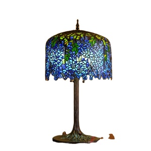 Bán buôn tùy chỉnh và bán hàng trực tiếp của thủy tinh màu Tiffany khảm tay Sơn Thủy Tinh Tinh Khiết Đồng cơ sở Wisteria đèn bàn lớn - Product Image 1