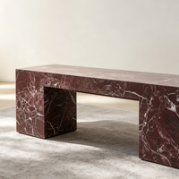 Meubles d'entrée modernes sur mesure, console en marbre naturel Rosa Levanto, banc à bagages, ensemble de meubles en marbre pour villa et hôtel