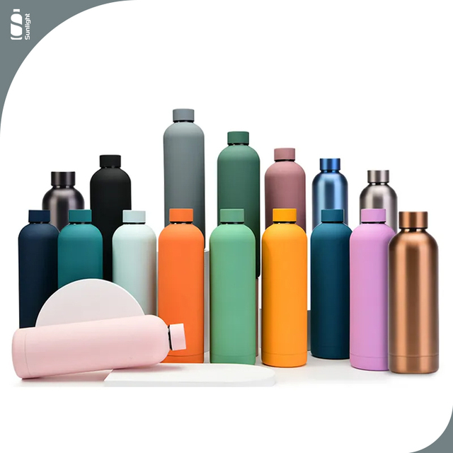 OEM Narrow Mouth Water Bottle Thermos Vacuum Rubber Coated Insulated Stainless Steel Water Flask Drinking Bottle