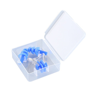 Juego de tapones para los oídos con clip para la nariz, de silicona, impermeables, para natación, deportes acuáticos, color azul - Product Image 3