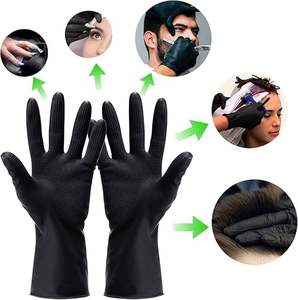 قفازات صالون تصفيف شعر أظافر تجميل احترافية قابلة لإعادة الاستخدام مقاومة للماء مطاط أسود لاتكس لتلوين الصبغة - Product Image 6