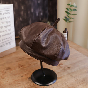 Factory Wholesale Custom French Pu Leather Hat <strong>Beret</strong> <strong>for</strong> <strong>Woman</strong> - Product Image 2
