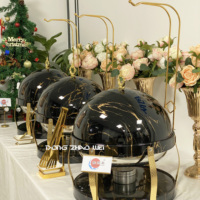 Plats de service élégants noirs et dorés 8L, plats de luxe pour la restauration, ensemble de plats de buffet, plats de buffet pour banquets en plein air