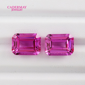 Cadermay Pink Zircon Emerald Cut Loose Stone For Jewelry Making - Product Image 2