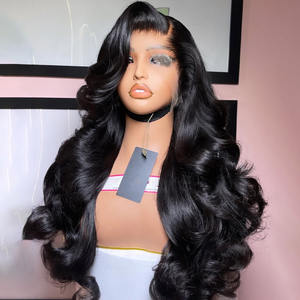 <span class=keywords><strong>20</strong></span>英寸奢华13x4高清瑞士蕾丝前假发人发13x6短体波假发生巴西黑色女性无胶假发 - Product Image 3