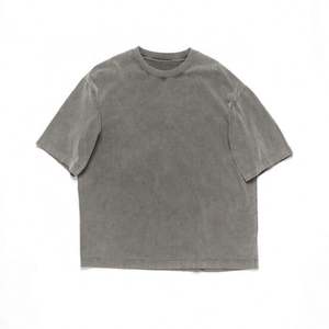 เสื้อยืดคอกลมผ้าฝ้ายสำหรับผู้ชายซักกรดลายวินเทจผ้าถักสำหรับ100% - Product Image 3