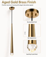 Suspension LED décorative moderne ovale mini homologuée ETL, dimmable 0-10V avec diffuseur acrylique et lentille en cristal facetté