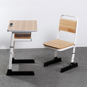 National Industry Adjustable School <b>Desk</b> And Chair <b>Set</b> KD03 For Students With Wooden Top And Metal Frame - Product Image 1