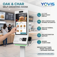 Kiosque de paiement en libre-service avec boîtier métallique intégré, terminal de commande à écran tactile, imprimante de caisse, scanner, restaurant