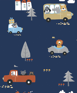 <span class=keywords><strong>Papier</strong></span> <span class=keywords><strong>peint</strong></span> pour chambre d'enfant, motif classique moderne, <span class=keywords><strong>voiture</strong></span>, arbre, animal - Product Image 6