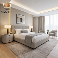 Solution complète de mobilier de chambre d'hôtel Vantel : lit king-size, table de chevet, bureau, armoire pour projets hôteliers