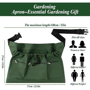 Tablier de jardinage à prix de gros avec poches zippées, sac de cueillette en tissu Oxford, ceinture ajustable - Product Image 2