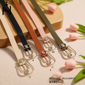 Ceinture rétro à boucle ajourée en PU de 3,8 cm pour femme, ceinture tendance - Product Image 3