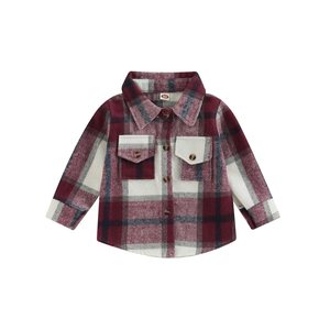 Camisa para niños pequeños y niñas, cárdigan con botones, abrigo, chaqueta a cuadros, manga larga, cuello vuelto para niños, prendas de vestir, chaqueta - Product Image 2
