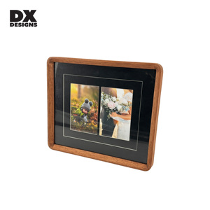 Cornice Portafoto Doppia in Legno di Noce DX Designs - Cornice Multi-Foto <span class=keywords><strong>da</strong></span> <span class=keywords><strong>Parete</strong></span> in Legno per Arredamento Soggiorno - Product Image 3