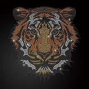 Trending Products 2023 New Arrivals Rhinestone Tiger Template Heat Transfer Iron On Rhinestone Designs