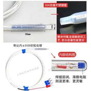 Sonde de température à thermocouple de type K en téflon, résistance en platine Pt100, pour usine d'électrodéposition de piscines acides et alcalines - Product Image 1