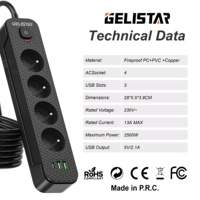 Stop Kontak Prancis Dengan USB dan Proteksi Beban Berlebih, Laris Manis, Stop Kontak Prancis 4 Lubang 2USB+1Type C