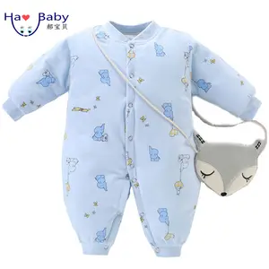 Hao di Inverno Del Bambino di Spessore di Cotone Imbottito Neonato Vestiti A Maniche Lunghe Cappotto Caldo Cotone Biologico Del Bambino Pagliaccetto Del Bambino