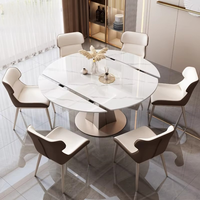 Table à manger rotative et extensible de luxe Runwood Wayon en pierre frittée, transformable de ronde à carrée, style moderne