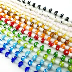 G101 Wholesale Handmade DIY Coloured Glaze Mushroom Bead Cute Glass Beads for Earrings Bracelet Necklace Jewelry Making