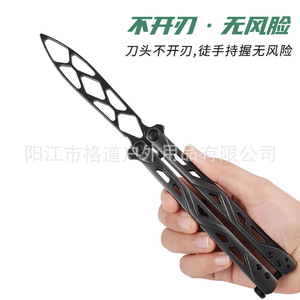 Cuchillo de práctica tipo mariposa KS 4950TR, sin afilar, cuchillo de práctica tipo mariposa totalmente de acero - Product Image 3