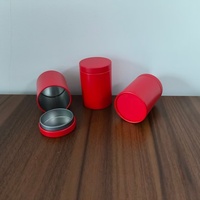 Petite boîte ronde rouge en métal, diamètre 47 mm x hauteur 66 mm, pour aliments, feuilles de thé, bonbons, cadeaux, jouets, cosmétiques