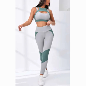 Set <span class=keywords><strong>Yoga</strong></span> <span class=keywords><strong>di</strong></span> Alta Qualità, Abbigliamento Fitness da Palestra per Donne, Collezione 2026, Top e Leggings Bicolore per Signore - Product Image 3