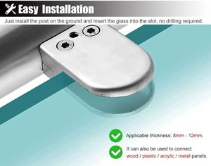 Poste <span class=keywords><strong>de</strong></span> Acero Inoxidable para Barandilla <span class=keywords><strong>de</strong></span> Vidrio <span class=keywords><strong>de</strong></span> 85 cm, Poste para Barandilla <span class=keywords><strong>de</strong></span> Terraza/Escalera, Moderno, Resistente a la Intemperie, Montado en la Terraza para Exteriores - Product Image 5