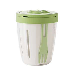 Gobelet à salade de fruits portable avec fourchette, couche de drainage, couvercle en plastique coloré motif patte mignonne pour le bureau, l'école, les pique-niques et les repas à emporter - Product Image 6