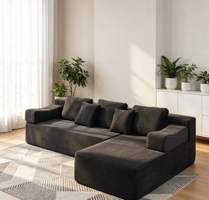 Canapé modulaire sectionnel moderne en tissu, design nuage, sans structure, en forme de L, pour salon - Product Image 4