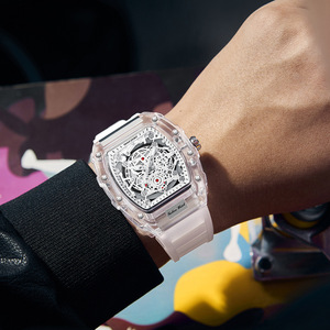 Montre à quartz personnalisée en forme de tonneau de vin, écologique, pour le commerce international transfrontalier, montre transparente tendance pour homme - Product Image 3