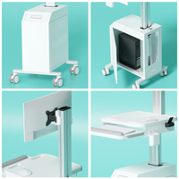 Chariot médical mobile moderne à vente directe, en alliage d'aluminium et plastique ABS, avec plateau pour clavier et compartiment pour ordinateur de bureau, pour clinique, hôtel, hôpital