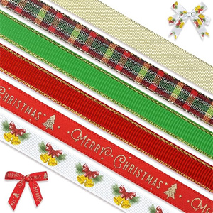 Ruban de Noël 6 couleurs assorties Rubans à thème Joyeux Noël pour emballer des cadeaux, des travaux manuels et des décorations de fêtes - Product Image 3