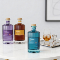 Botellas de Vidrio Transparente de 750 ml con Etiqueta Privada Personalizada, Tapón de Corcho, Impresión Serigrafiada para Licores, Aceite de Oliva, Vino, Vodka, Ginebra, Whisky y Bebidas Espirituosas