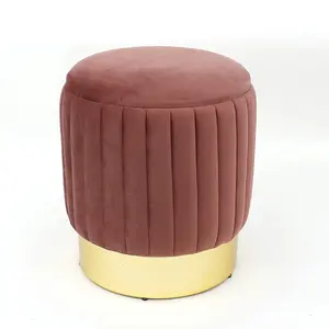 Su misura di Velluto Turno Ottoman Pouf Con Oro In Metallo Base In Acciaio Inox di Stoccaggio Sgabello Moderno