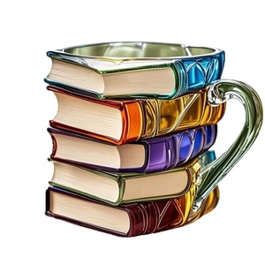 Caneca Pintada em Forma de Livro, Novidade em Canecas, Presentes Únicos, Canecas de Café Artesanais de Vidro de 10oz, Canecas de Chá Modernas e Divertidas, Livre de BPA - Product Image 5