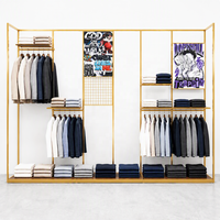 Système d'affichage de vêtements en métal noir pour armoire ouverte, étagères de rangement pour vêtements, présentoir de magasin de détail OEM