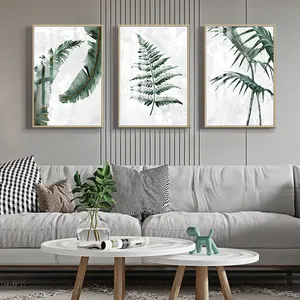 EAGLEGIFTS最新の家の装飾的なモダンな緑の葉の壁フレームの写真またはアートの装飾マージクリスタル磁器絵画キット