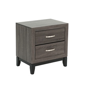 Rustic Grey <b>Oak</b> Nightstand 2 <b>Drawers</b> Solid Wood <b>Bedside</b> Table Storage <b>Drawer</b> Unit - Product Image 3
