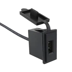 方形12V/24v单USB汽车充电器插座5V 2.4a QC3.0电源适配器防水USB A充电端口连接器